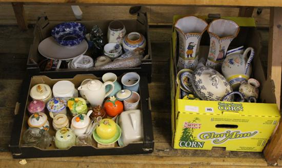 Qty Quimper, Poole jam pots, etc